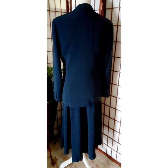 Lauren Ralph Lauren Women's Triacetate   Jacket and Dress Set - Navy Blue/Green - Picture 6 of 16